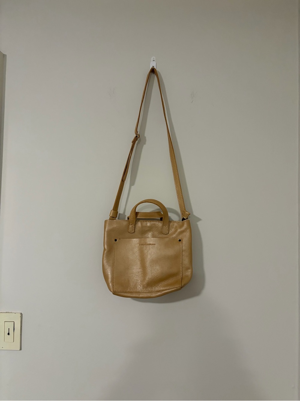Portland Leather RARE CHAMPAGNE Mini Crossbody Tote with Zipper